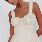 Florabella Corset Bodice Bow Mini Dress Cream