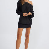 SNDYS Hailey Off Shoulder Mini Dress Black