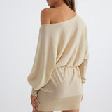 SNDYS Hailey Off Shoulder Mini Dress Gold Shimmer