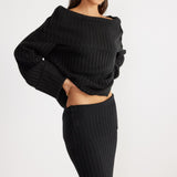 SNDYS Brooks Off Shoulder Jumper Black