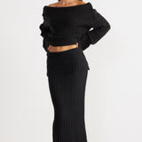 SNDYS Brooks Off Shoulder Jumper Black