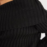 SNDYS Brooks Off Shoulder Jumper Black