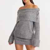 SNDYS Brooks Off Shoulder Jumper Grey