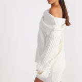 SNDYS Brooks Off Shoulder Jumper White