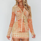 Sheela Drawstring Ruched Mini Skirt Orange