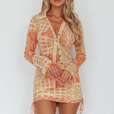 Sheela Drawstring Ruched Mini Skirt Orange