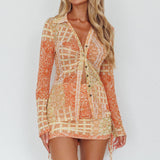Sheela Drawstring Ruched Mini Skirt Orange