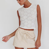 Eka Drawstring Mini Skort Cream