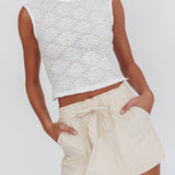Eka Drawstring Mini Skort Cream