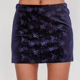 High Rollers Floral Velvet Mini Skirt Navy