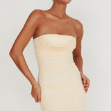 Mars Draped Strapless Mini Dress Cream
