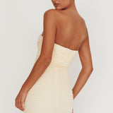 Mars Draped Strapless Mini Dress Cream