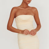 Mars Draped Strapless Mini Dress Cream