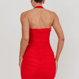 Mars Draped Strapless Mini Dress Red