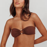 Agape Bandeau O-Ring Bikini Top Choc