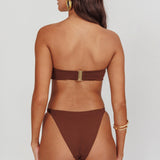 Agape Bandeau O-Ring Bikini Top Choc