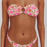 Agape Bandeau O-Ring Bikini Top Yellow Floral