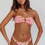 Agape Bandeau O-Ring Bikini Top Yellow Floral