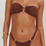 Agape High Cut O-Ring Bikini Bottom Choc