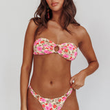 Agape High Cut O-Ring Bikini Bottom Yellow Floral