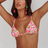 Sovereign Triangle String Bikini Top Yellow Floral