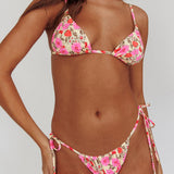 Sovereign Triangle String Bikini Top Yellow Floral