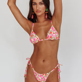 Sovereign Triangle String Bikini Top Yellow Floral