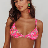 Aether Triangle Bikini Top Pink Floral