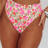 Harmonia High Waist Bikini Bottom Yellow Floral