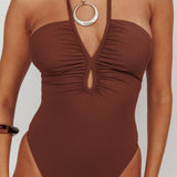 Eros Halterneck Keyhole One Piece Swimsuit Choc