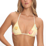 Kavera String Bikini Top Floral Sequin