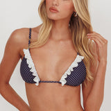 Josie Triangle String Fril Bikini Top Polka Dot