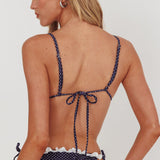 Josie Triangle String Fril Bikini Top Polka Dot