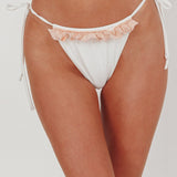 Anita String Tie Frill Bikini Bottom White/Blush