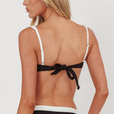 Saskia Underwire Tied Back Bikini Top Black/Off White