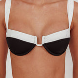 Saskia Underwire Tied Back Bikini Top Black/Off White