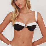 Saskia Underwire Tied Back Bikini Top Black/Off White