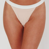 Saskia Contrast Waist Bikini Bottoms Blush/Off White