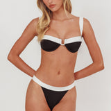 Saskia Contrast Waist Bikini Bottoms Black/Off White