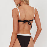 Saskia Contrast Waist Bikini Bottoms Black/Off White