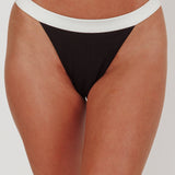 Saskia Contrast Waist Bikini Bottoms Black/Off White