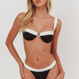 Saskia Contrast Waist Bikini Bottoms Black/Off White