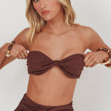 Monique Twist Bandeau Bikini Top Chocolate Texture