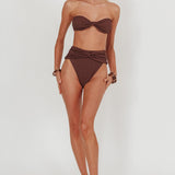 Monique Twist Bandeau Bikini Top Chocolate Texture