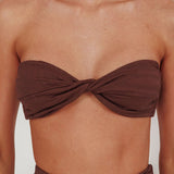 Monique Twist Bandeau Bikini Top Chocolate Texture