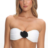 Monique Twist Bandeau Rosette Bikini Top Ivory