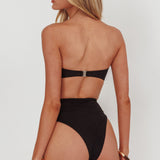 Monique High Waist Twist Bikini Bottom Black/Off White