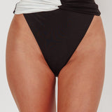 Monique High Waist Twist Bikini Bottom Black/Off White