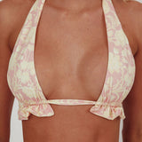 Milagro Thick Strap Halter Bikini Top Floral