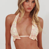 Milagro Thick Strap Halter Bikini Top Floral